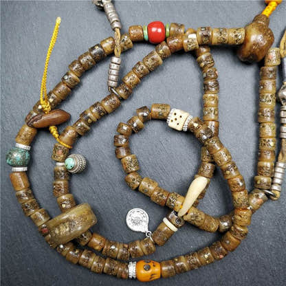Old Kapala Skull Bone Mala - Tibetan Buddhist mala beads, view 11