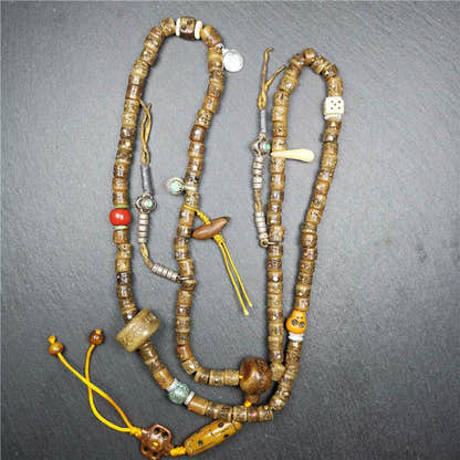 Old Kapala Skull Bone Mala - Tibetan Buddhist mala beads, view 12