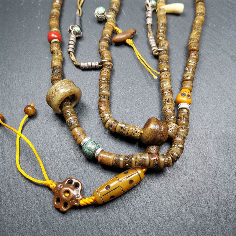 Old Kapala Skull Bone Mala - Tibetan Buddhist mala beads, view 13
