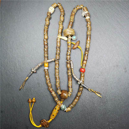 Old Kapala Skull Bone Mala - Tibetan Buddhist mala beads, view 14