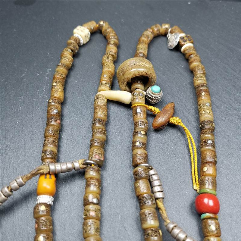 Old Kapala Skull Bone Mala - Tibetan Buddhist mala beads, view 15