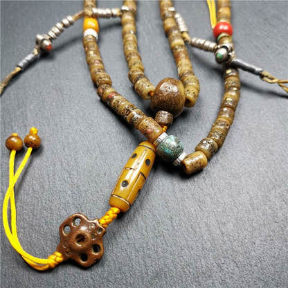 Old Kapala Skull Bone Mala - Tibetan Buddhist mala beads, view 16