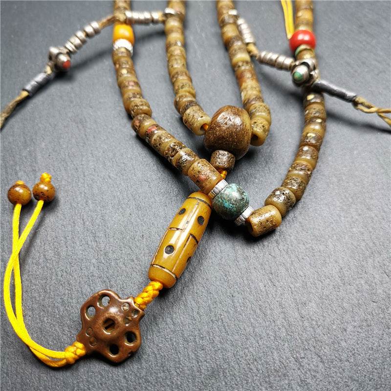 Old Kapala Skull Bone Mala - Tibetan Buddhist mala beads, view 16