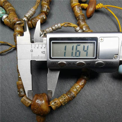 Old Kapala Skull Bone Mala - Tibetan Buddhist mala beads, size reference
