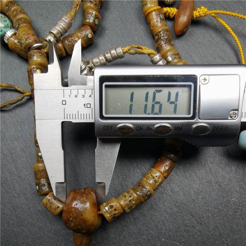 Old Kapala Skull Bone Mala - Tibetan Buddhist mala beads, size reference