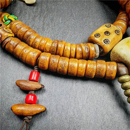 Old Kapala Skull Bone Mala - Tibetan Buddhist mala beads, view 7