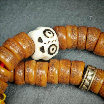 Old Kapala Skull Bone Mala - Tibetan Buddhist mala beads, view 12