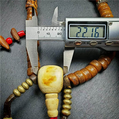 Old Kapala Skull Bone Mala - Tibetan Buddhist mala beads, view 27