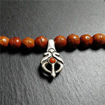 Silver Bhum Counter Clip for Mala - Tibetan Buddhist mala beads, view 5