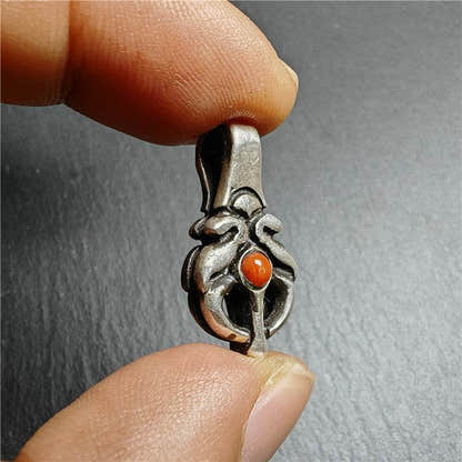 Silver Bhum Counter Clip for Mala - Tibetan Buddhist mala beads, view 8