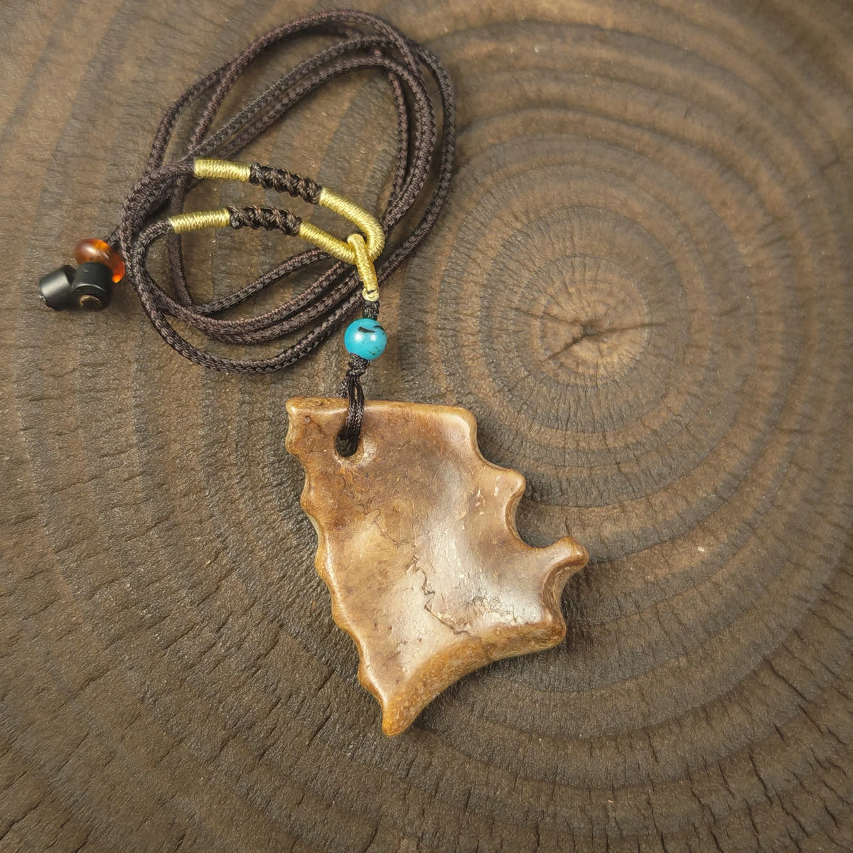 Kapala Amulet Pendant - Free-Form - Tibetan Buddhist amulet, detailed view