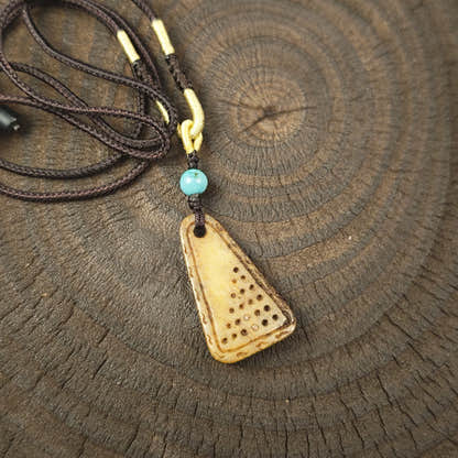 Kapala Amulet Pendant - Mantra Dots - Tibetan Buddhist amulet, front view