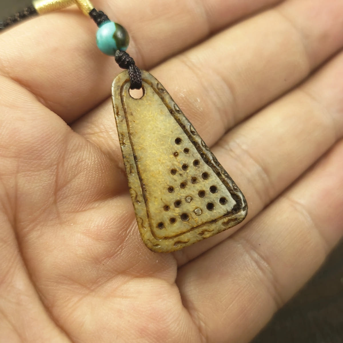 Kapala Amulet Pendant - Mantra Dots - Tibetan Buddhist amulet, view 5