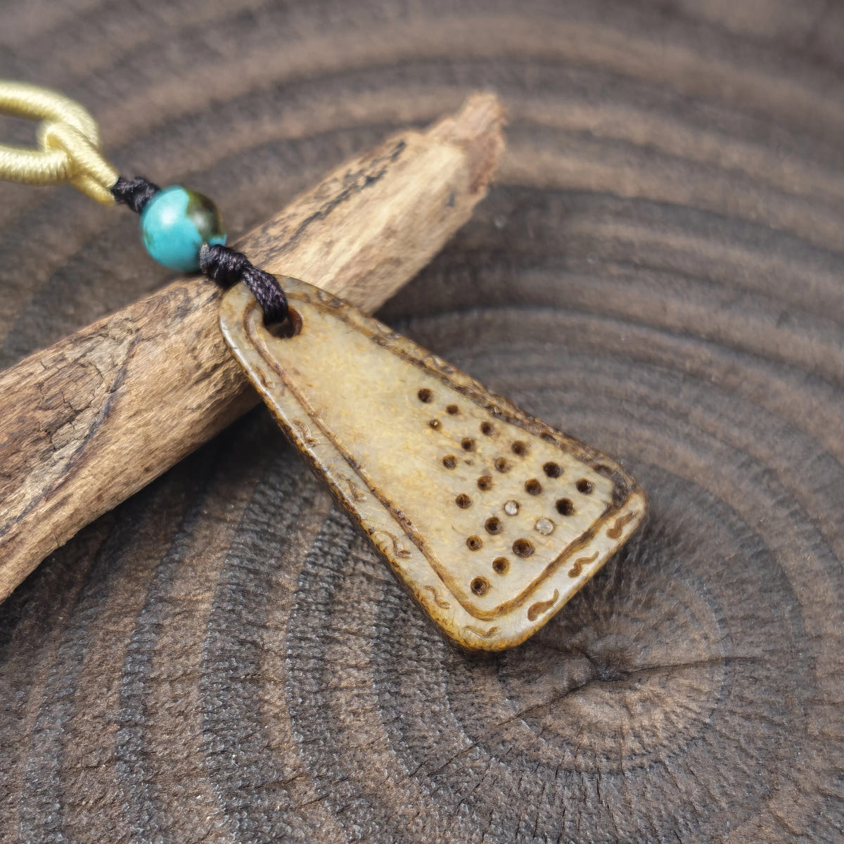 Kapala Amulet Pendant - Mantra Dots - Tibetan Buddhist amulet, view 6