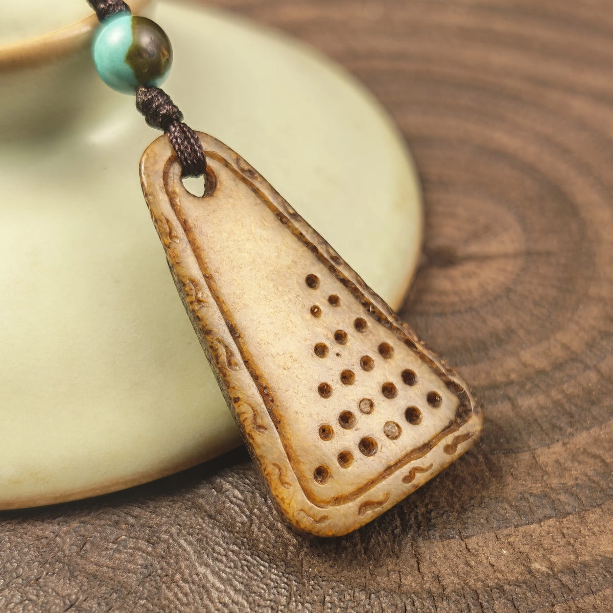 Kapala Amulet Pendant - Mantra Dots - Tibetan Buddhist amulet, view 8