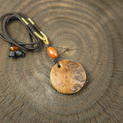 Kapala Amulet Pendant - Round Medallion - Tibetan Buddhist amulet, front view