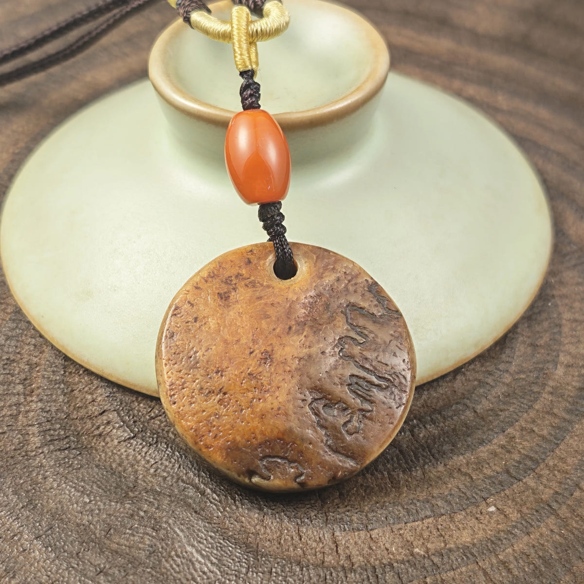 Kapala Amulet Pendant - Round Medallion - Tibetan Buddhist amulet, view 8