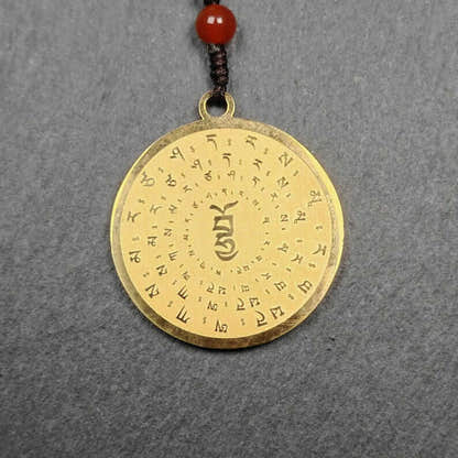 Mantra Charm of Lion-faced Dakini/Simhamukha Amulet - Tibetan Buddhist amulet, front view