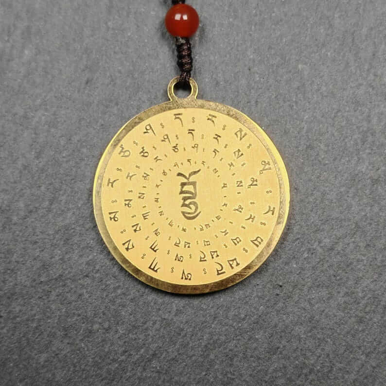 Mantra Charm of Lion-faced Dakini/Simhamukha Amulet - Tibetan Buddhist amulet, front view