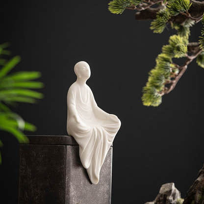 White Porcelain Buddha Statue - Tibetan Buddhist statue, close-up detail
