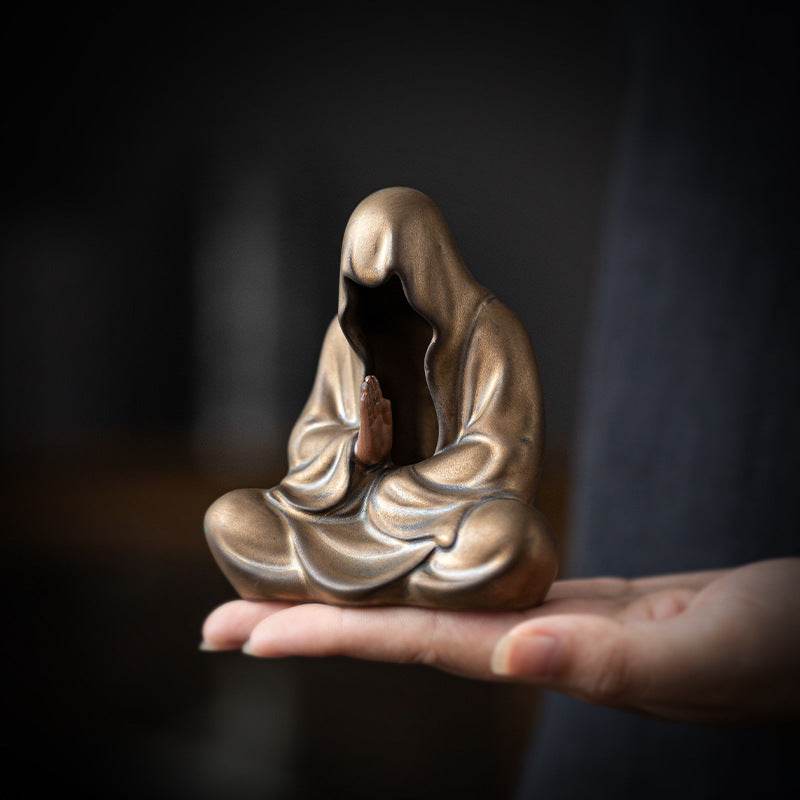Purple Sand Meditation Buddha Statue - Tibetan Buddhist statue, close-up detail