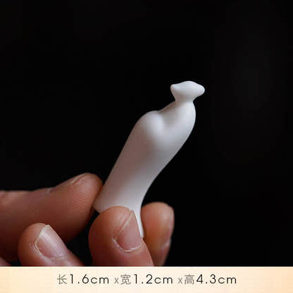 White Ceramic Zen Figurine Ornament - Tibetan Buddhist statue, view 12