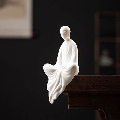 White Porcelain Buddha Statue - Tibetan Buddhist statue, size reference