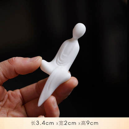 White Ceramic Zen Figurine Ornament - Tibetan Buddhist statue, view 16