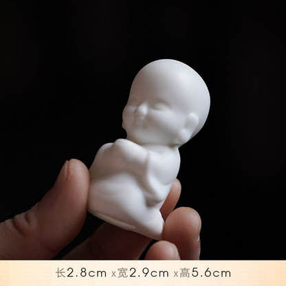 White Ceramic Zen Figurine Ornament - Tibetan Buddhist statue, view 20