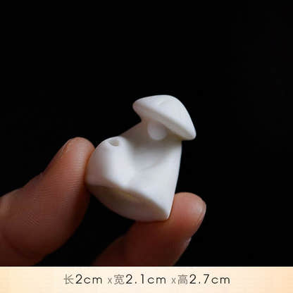 White Ceramic Zen Figurine Ornament - Tibetan Buddhist statue, view 9