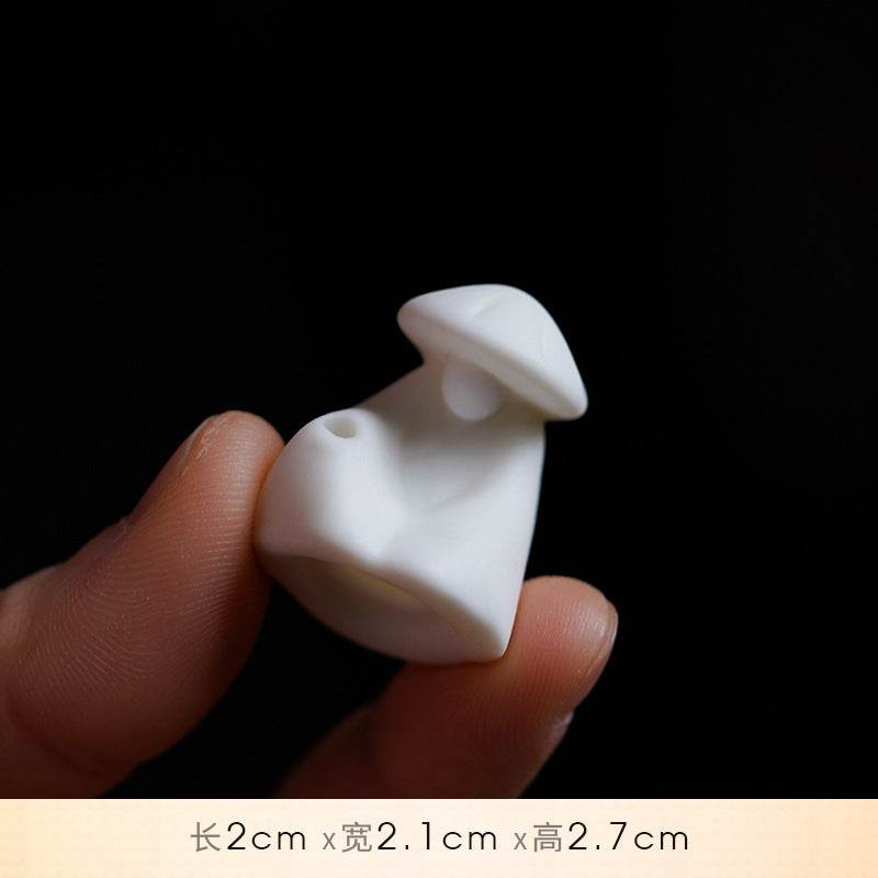 White Ceramic Zen Figurine Ornament - Tibetan Buddhist statue, view 9