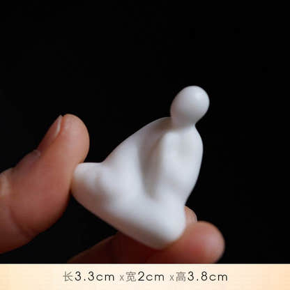 White Ceramic Zen Figurine Ornament - Tibetan Buddhist statue, view 7