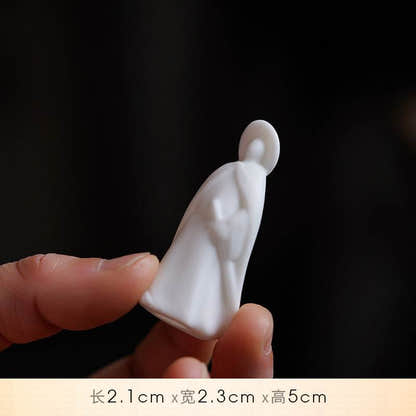 White Ceramic Zen Figurine Ornament - Tibetan Buddhist statue, view 17