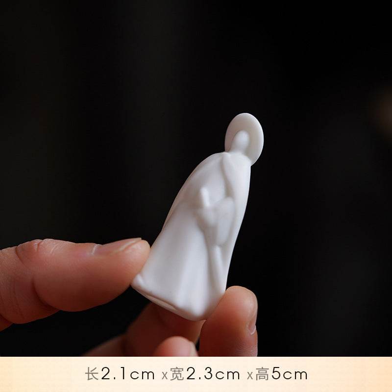 White Ceramic Zen Figurine Ornament - Tibetan Buddhist statue, view 17