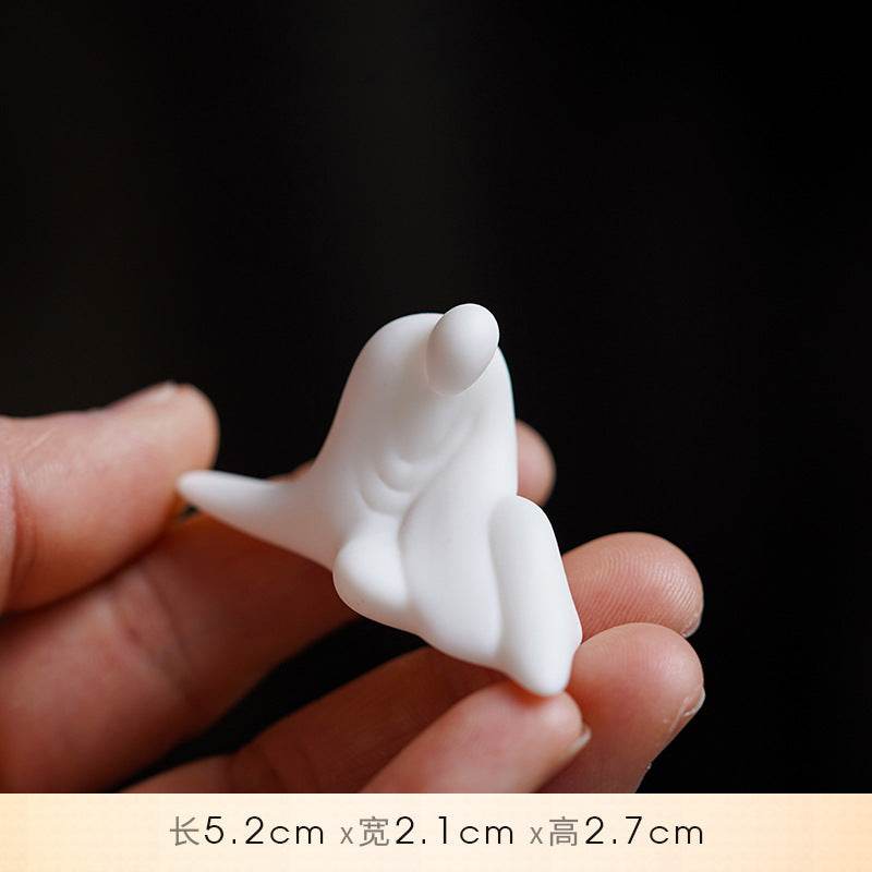 White Ceramic Zen Figurine Ornament - Tibetan Buddhist statue, view 19