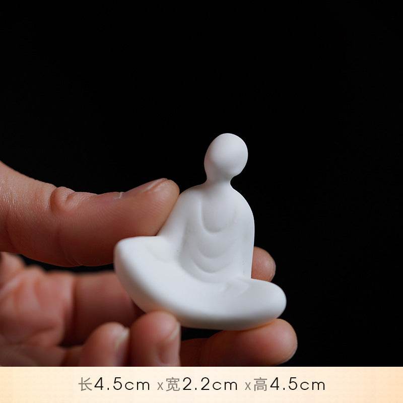White Ceramic Zen Figurine Ornament - Tibetan Buddhist statue, view 14