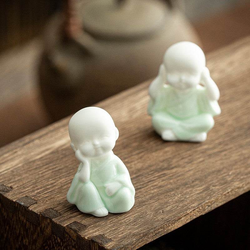 Ceramic Meditation Buddha Statue - Tibetan Buddhist statue, detailed view