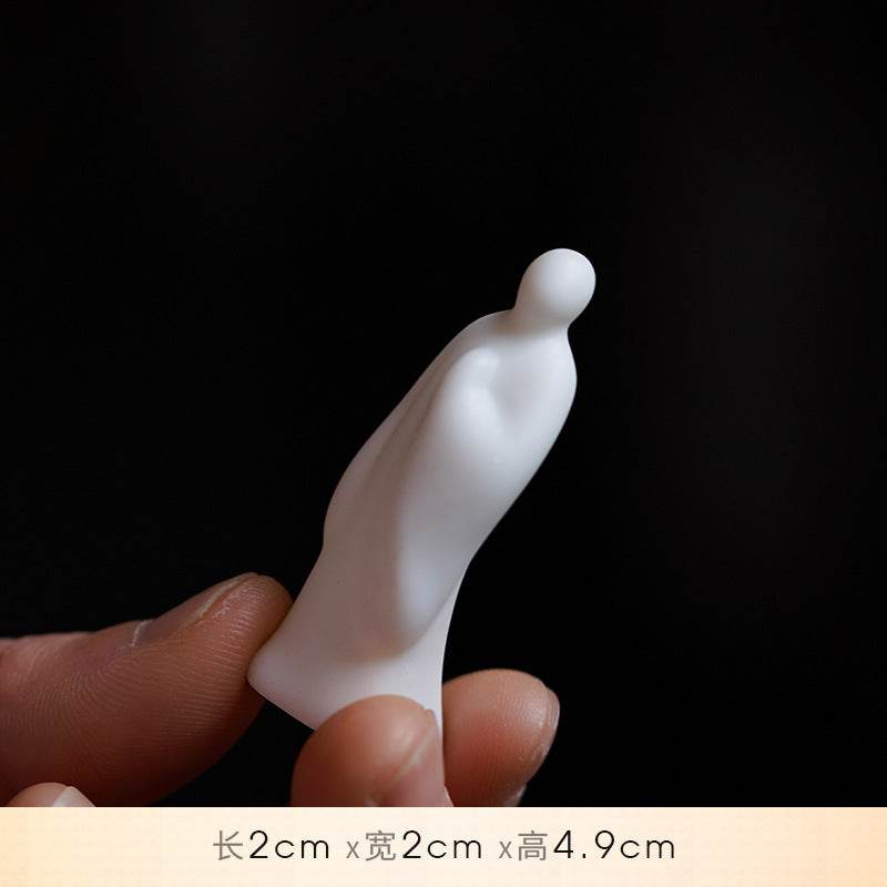 White Ceramic Zen Figurine Ornament - Tibetan Buddhist statue, view 6