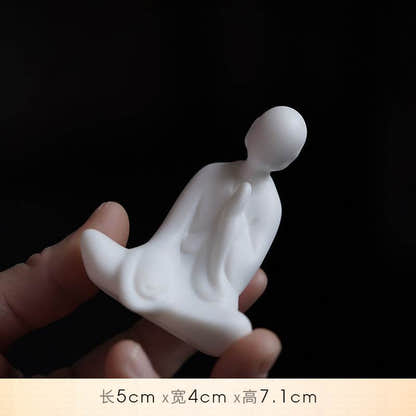 White Ceramic Zen Figurine Ornament - Tibetan Buddhist statue, view 13