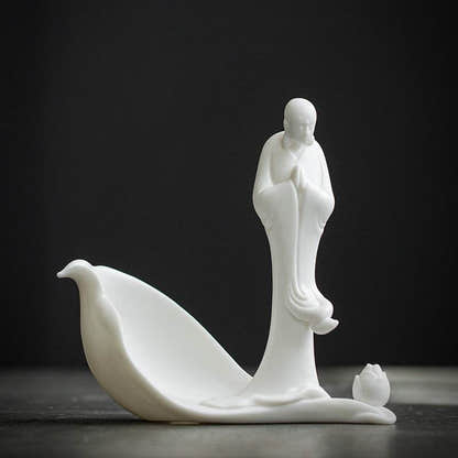 White Porcelain Buddha Statue - Tibetan Buddhist statue, size reference