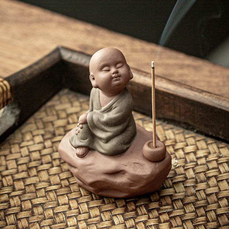 Purple Sand Buddha Statue Incense Holder - Tibetan Buddhist statue, view 4
