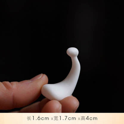 White Ceramic Zen Figurine Ornament - Tibetan Buddhist statue, view 8