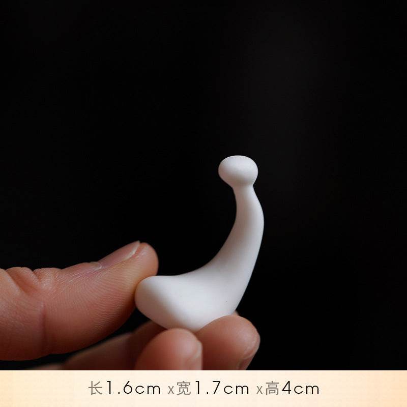 White Ceramic Zen Figurine Ornament - Tibetan Buddhist statue, view 8