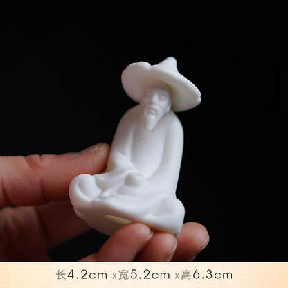 White Ceramic Zen Figurine Ornament - Tibetan Buddhist statue, view 15