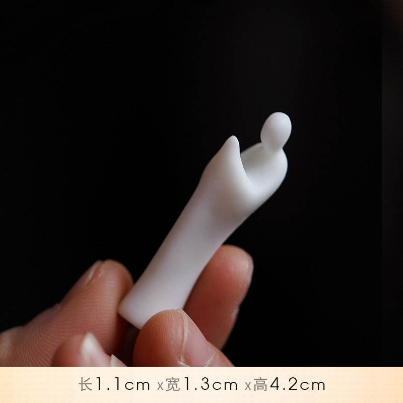 White Ceramic Zen Figurine Ornament - Tibetan Buddhist statue, view 11