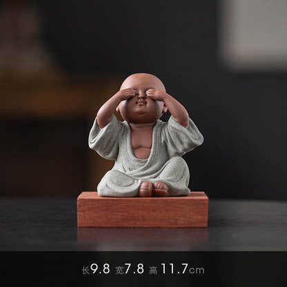 Purple Sand Meditation Buddha Statues - Tibetan Buddhist statue, size reference