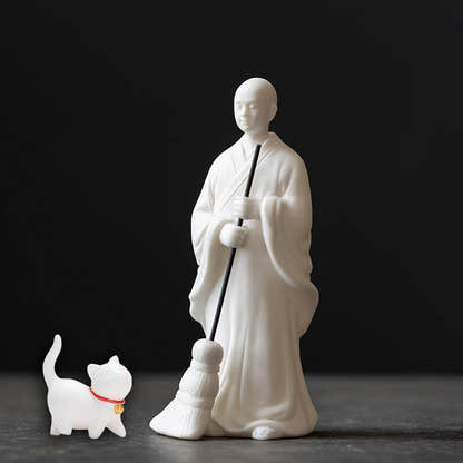 Sweeping Monk Buddha Statue - Tibetan Buddhist statue, view 7