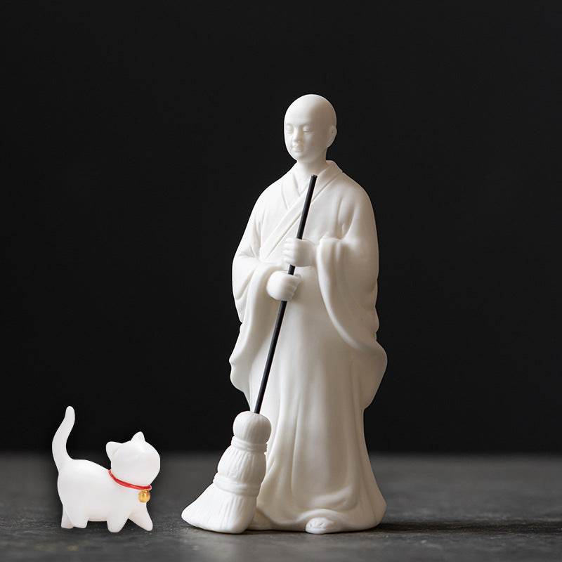 Sweeping Monk Buddha Statue - Tibetan Buddhist statue, view 7