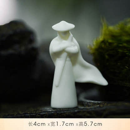 White Ceramic Zen Figurine Ornament - Tibetan Buddhist statue, view 18