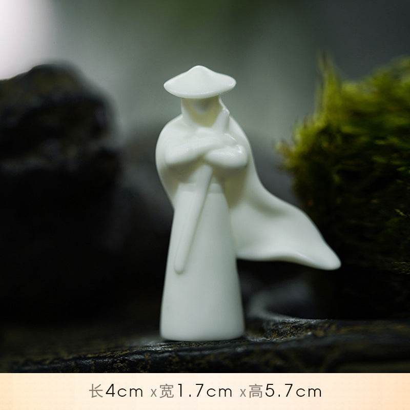 White Ceramic Zen Figurine Ornament - Tibetan Buddhist statue, view 18